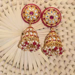 jhumka pearl kundan earrings