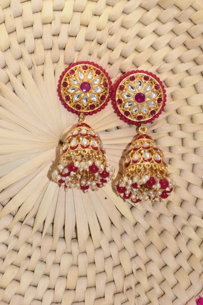 jhumka pearl kundan earrings