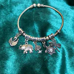 Charm Bangle Silver Bracelet for Women