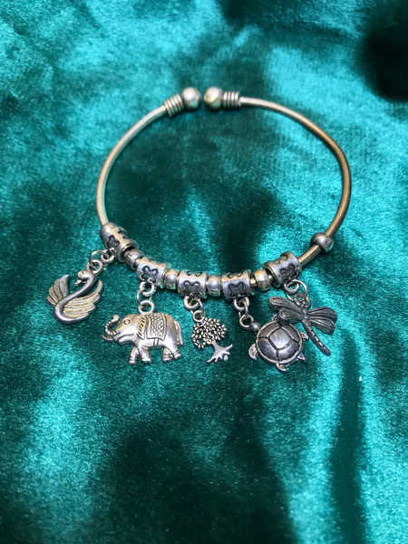 Charm Bangle Silver Bracelet for Women