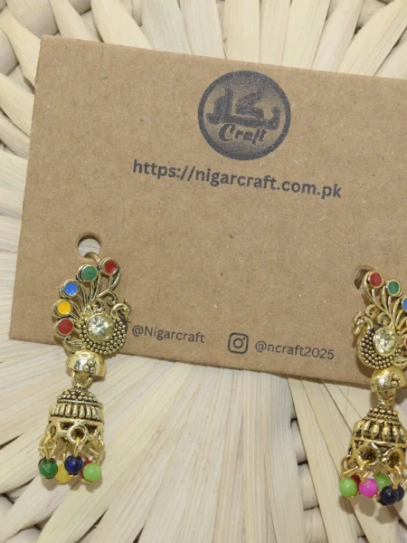Colorful Small Peacock Feather Earrings