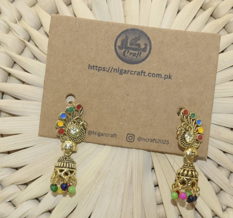 Colorful Small Peacock Feather Earrings