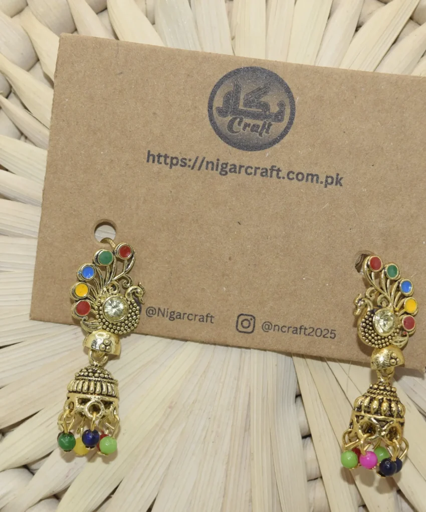 Colorful Small Peacock Feather Earrings