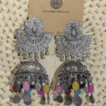 Silver Peacock Earrings Jhumka