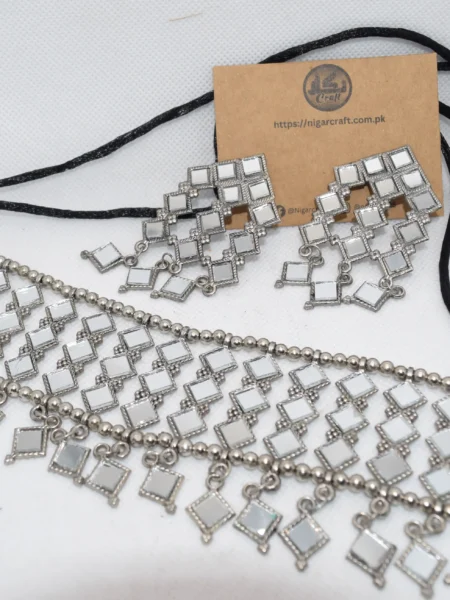 Oxidised Mirror Choker Set