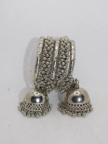 Oxidized Silver Jhumki bangles