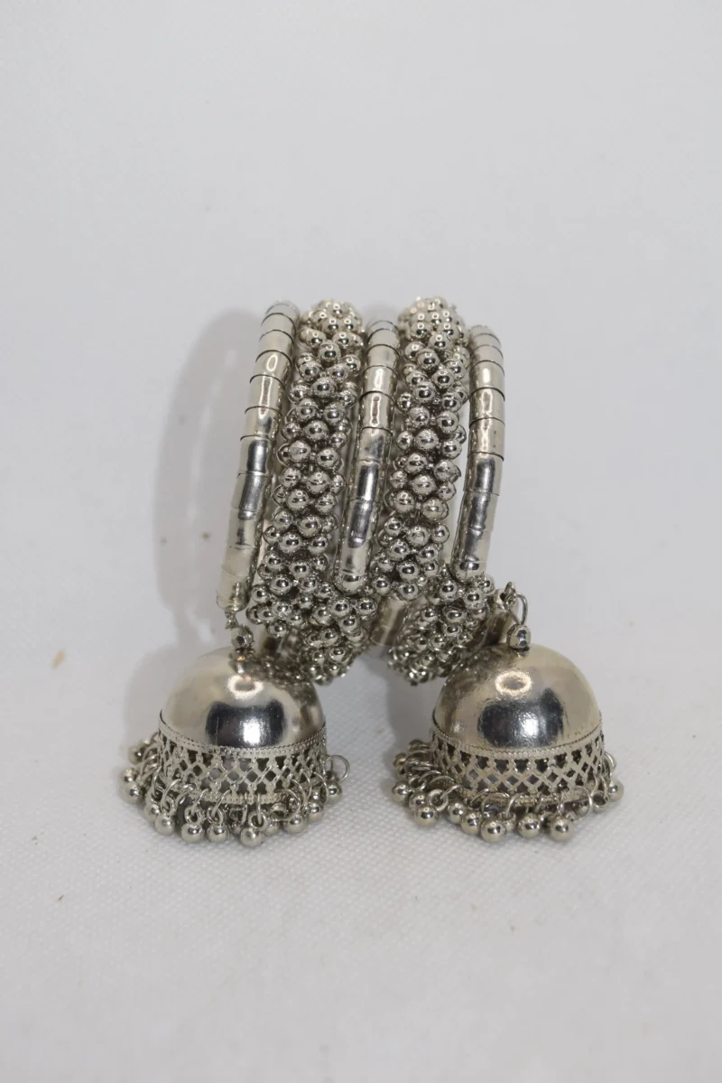 Oxidized Silver Jhumki bangles