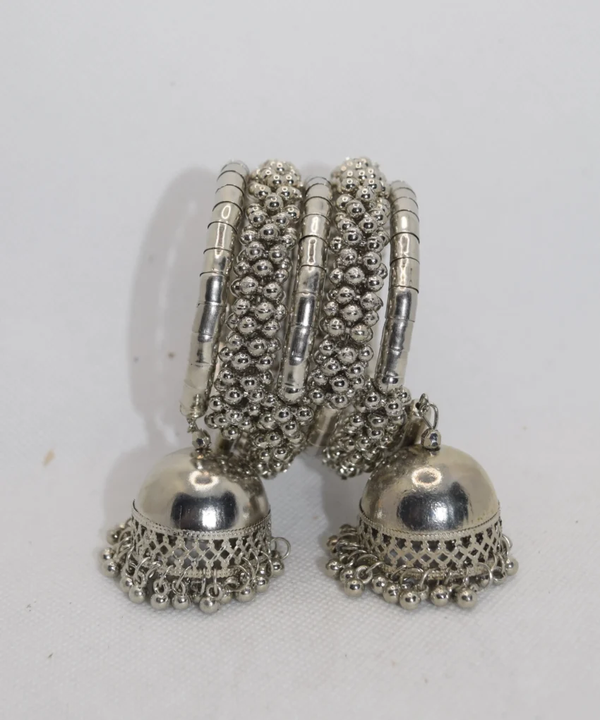 Oxidized Silver Jhumki bangles