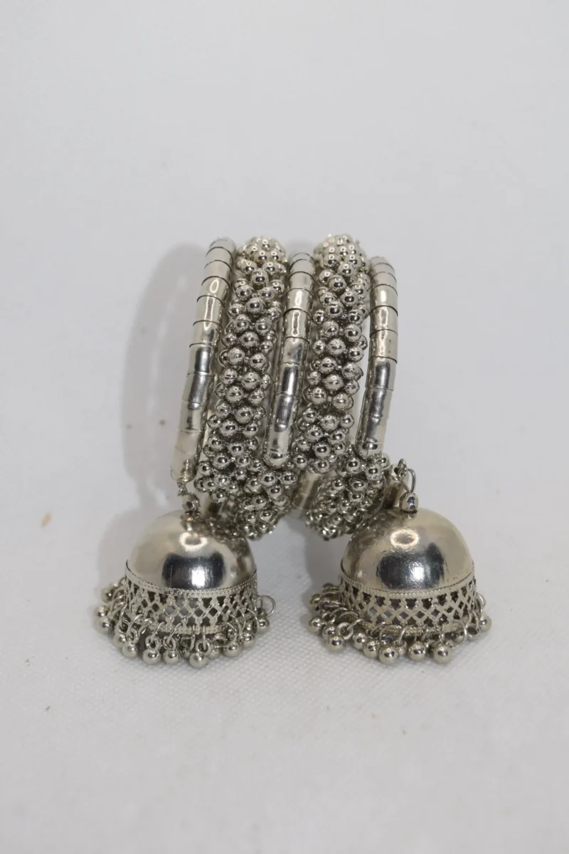 Oxidized Silver Jhumki bangles