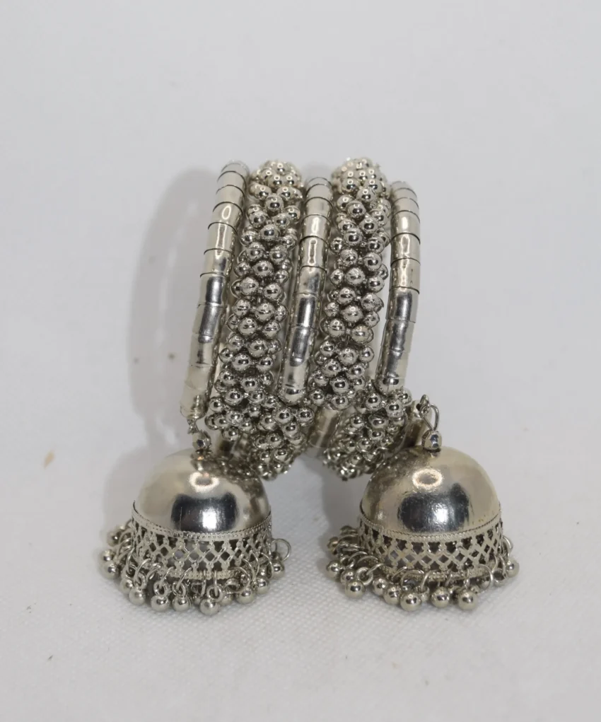 Oxidized Silver Jhumki bangles