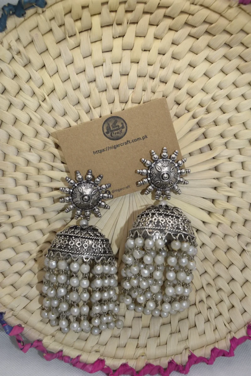 Large Oxidized Silver Earrings