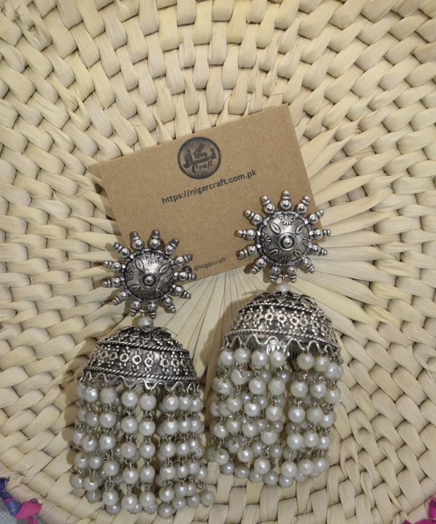 Large Oxidized Silver Earrings