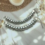 Modern Silver Anklets with Stones] (1)