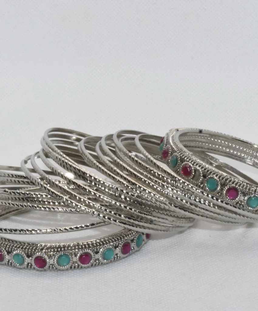 Oxidised Silver Bangles Set