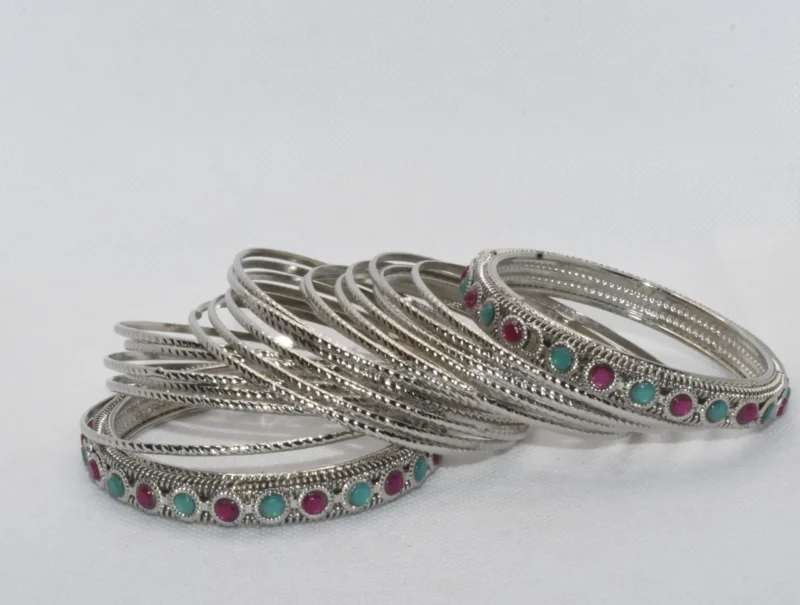 Oxidised Silver Bangles Set