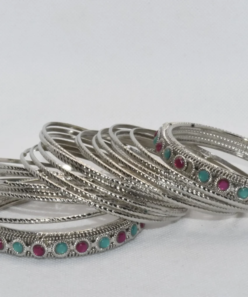 Oxidised Silver Bangles Set