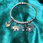 Charm Bangle Silver Bracelet for Women