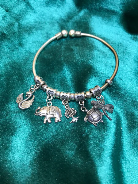 Charm Bangle Silver Bracelet for Women