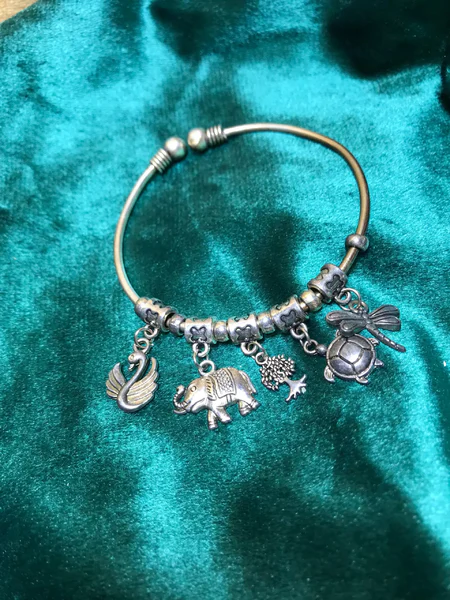 Charm Bangle Silver Bracelet for Women