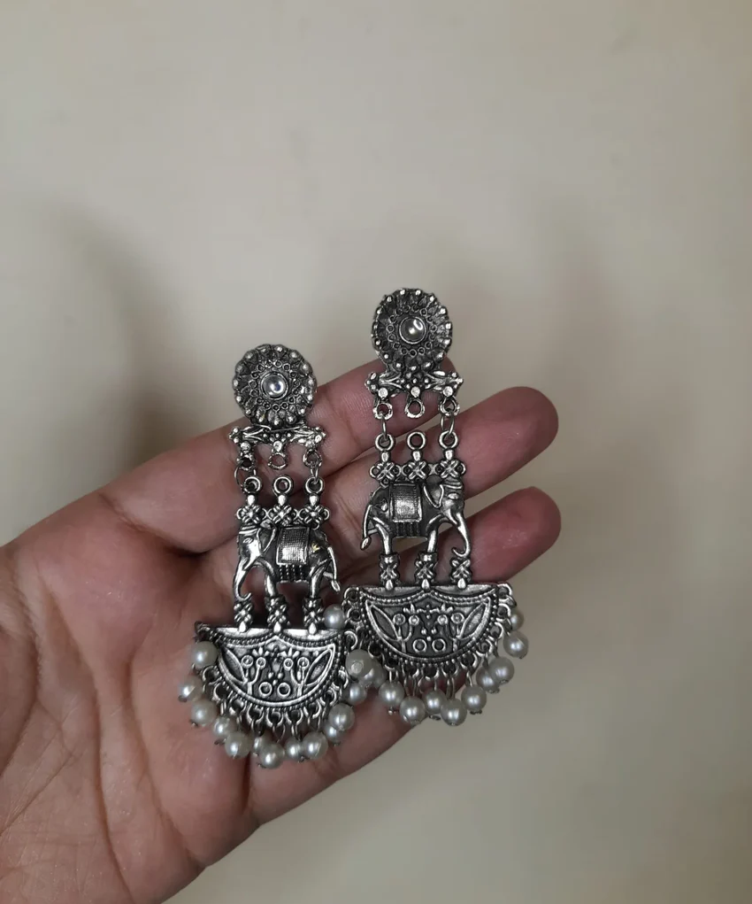 Silver Elephant Earrings
