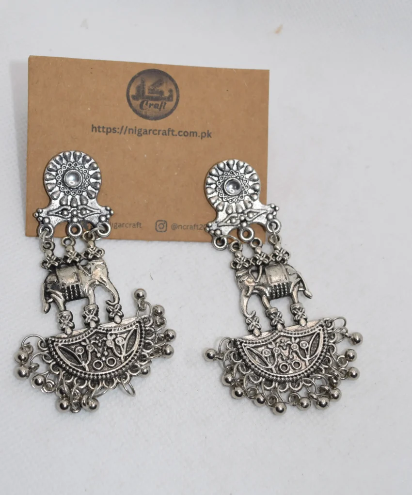Silver Elephant Earrings