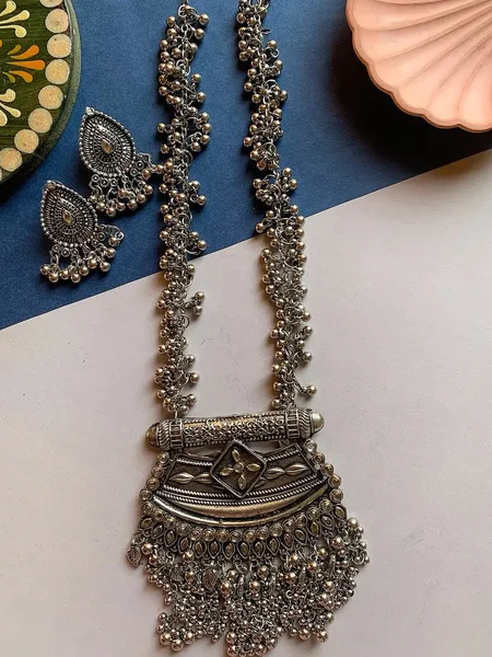 Silver Long Mala Jewellery Set