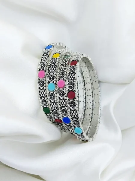 Silver Metal Bangles Set