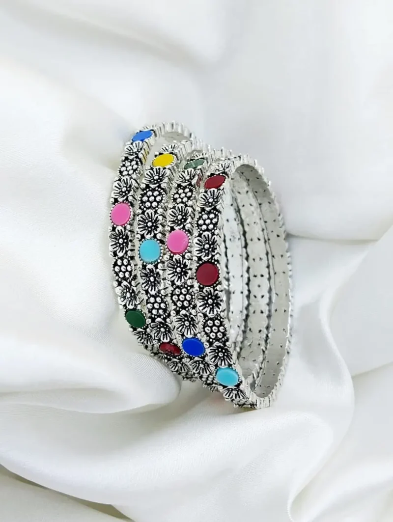Silver Metal Bangles Set