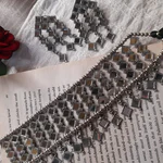 Silver Oxidised Mirror Choker Set