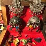 Silver Peacock Earrings Jhumka