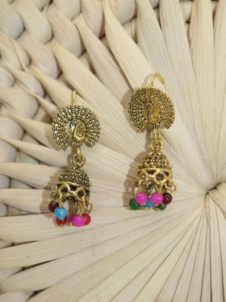 Small Peacock Earrings Gold for Girls