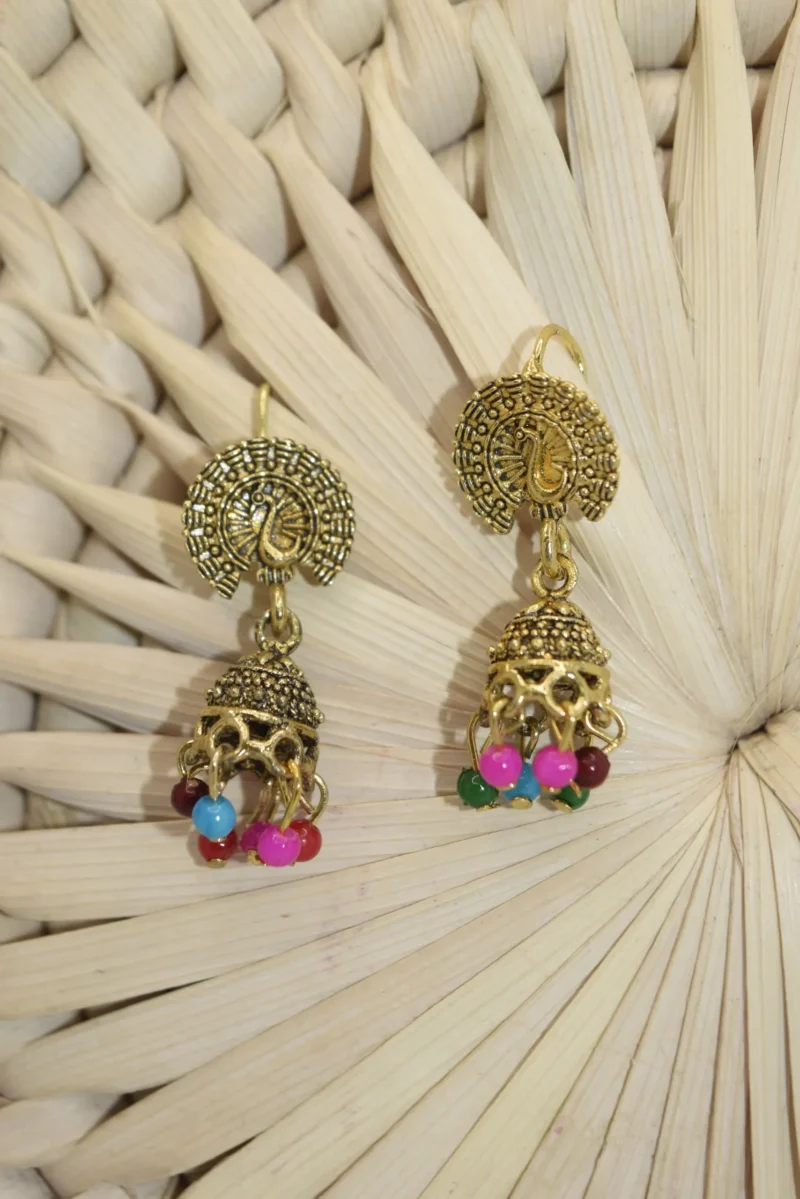 Small Peacock Earrings Gold for Girls