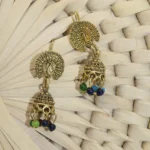 Small Peacock Earrings Gold for Girls