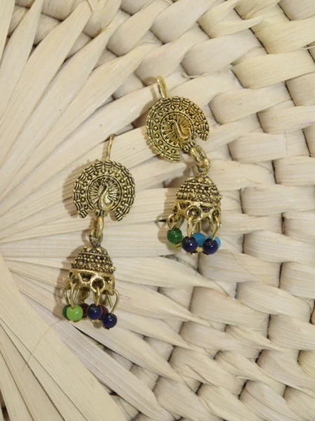 Small Peacock Earrings Gold for Girls