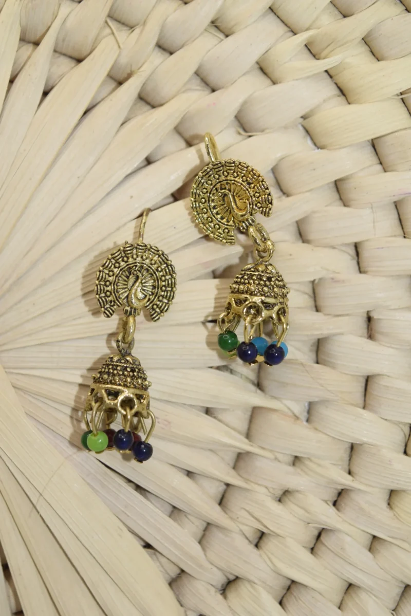 Small Peacock Earrings Gold for Girls