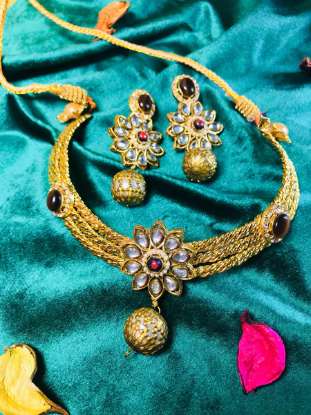 Polki Kundan Choker Set, Radiance - - Bridal Jewelry