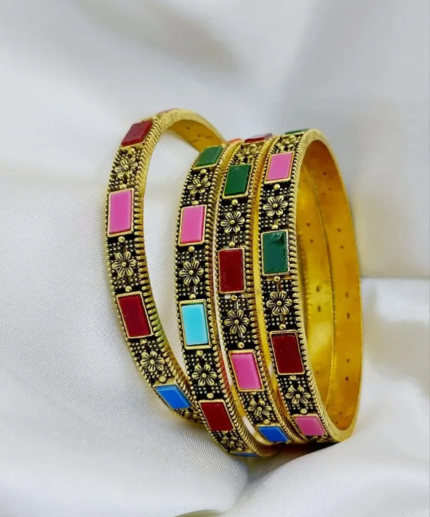 gold antique bangles set