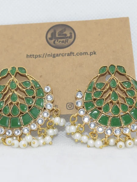 Emerald Green Kundan Earrings