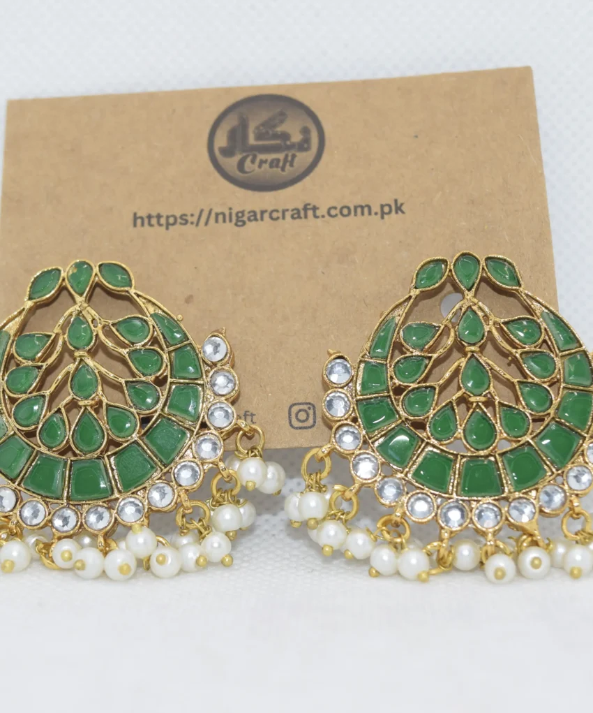 Emerald Green Kundan Earrings