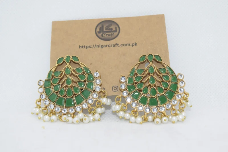 Emerald Green Kundan Earrings