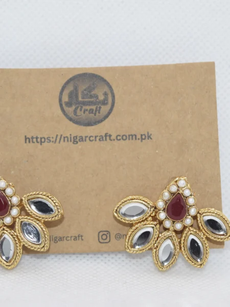 Gold Kundan Stud Earrings