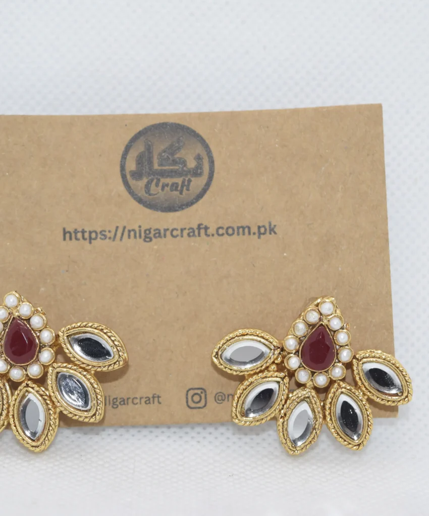 Gold Kundan Stud Earrings