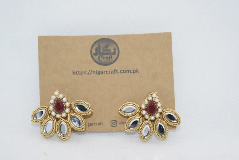 Gold Kundan Stud Earrings