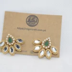 Green Kundan Stud Earrings
