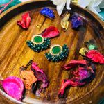 Green Kundan Stud Earrings