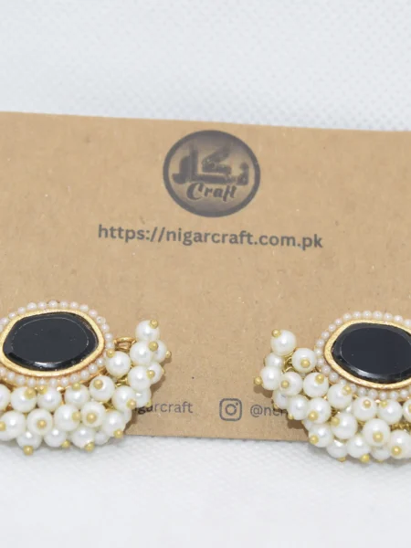 Kundan Earrings Black