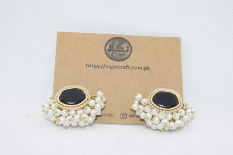 Kundan Earrings Black