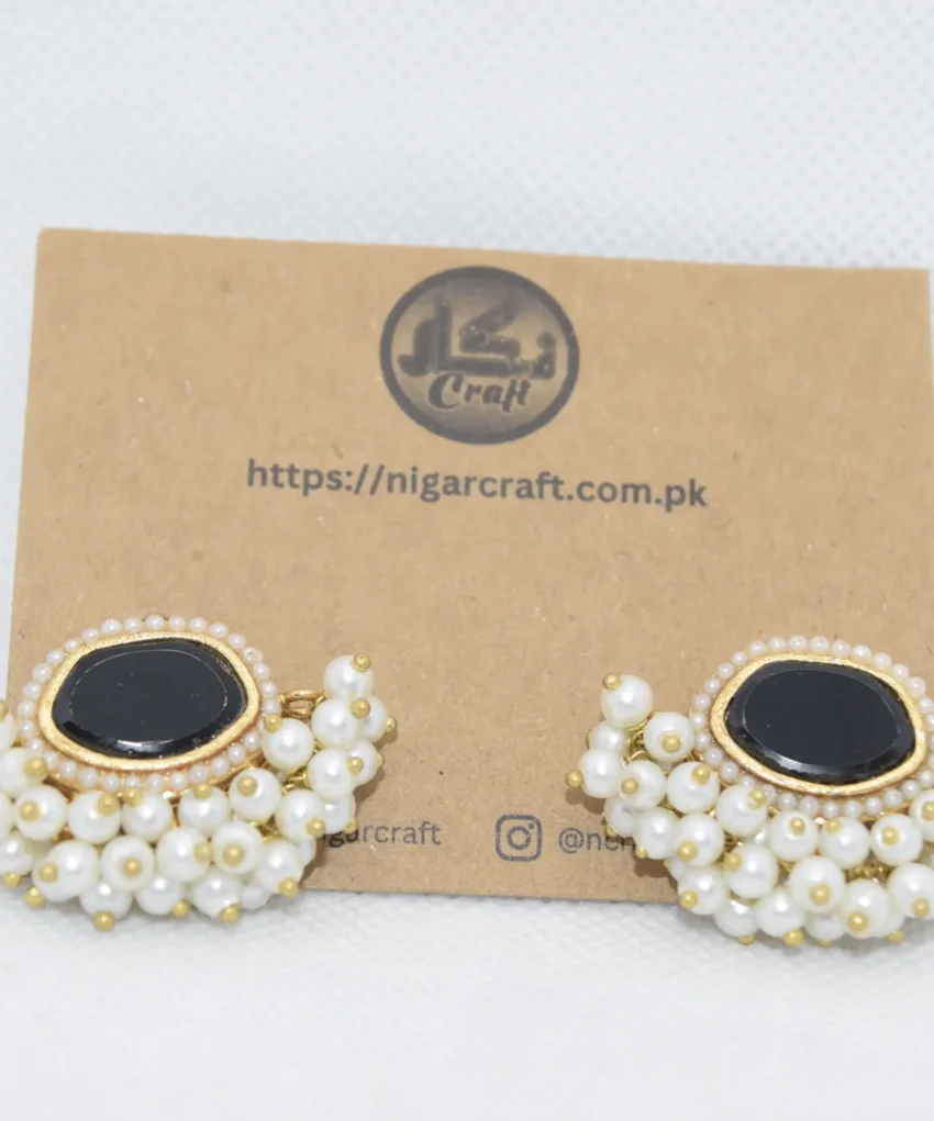 Kundan Earrings Black