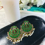 Pure Emerald Green Kundan Earrings