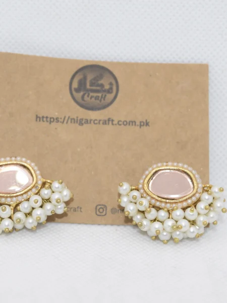 White Kundan Earrings